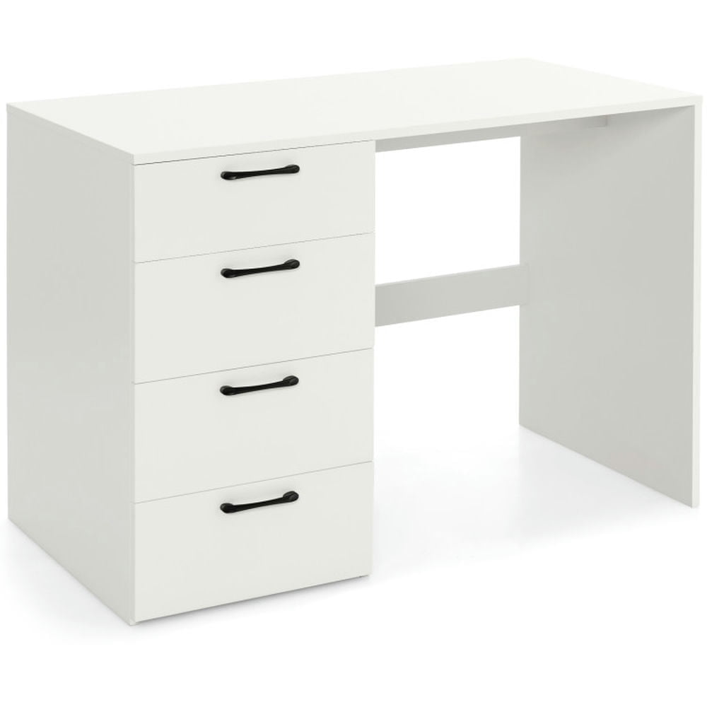 Finihen 43.5" Computer Desk with 4 Large Drawers, Small Home Office Desk Study Writing Table, White Finihen 43.5" Computer Desk with 4 Large Drawers, Small Home Office Desk Study Writing Table, White