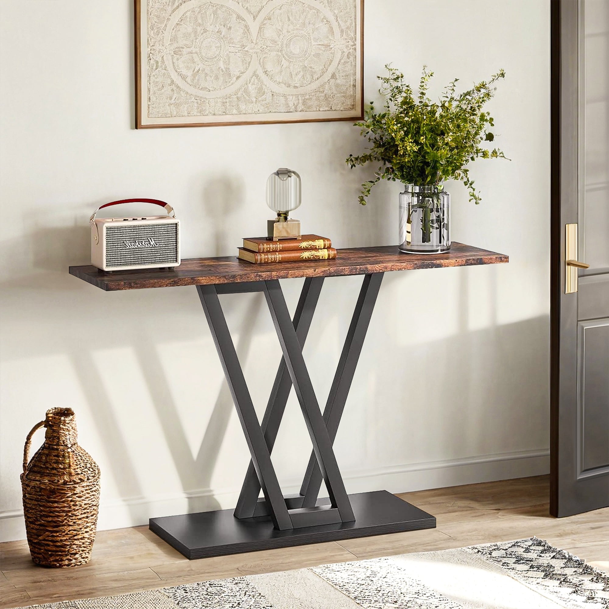 Demi Bonn 43" Console Table,dustrial Entryway Hallway Table for Hallway, Entrance, Living Room, Bedroom, Brown