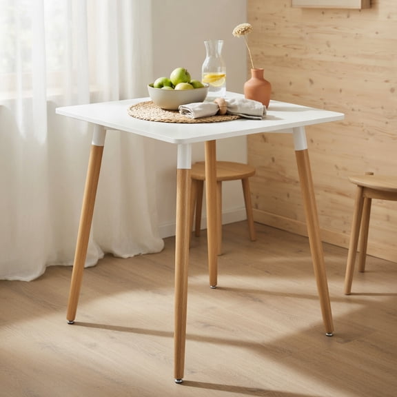 Demi Bonn 45" Dining Table with Adjustable Foot Pads, Kitchen Table for 2-4 People, Square Dinner Table for Home Office, Living Room Furniture, White