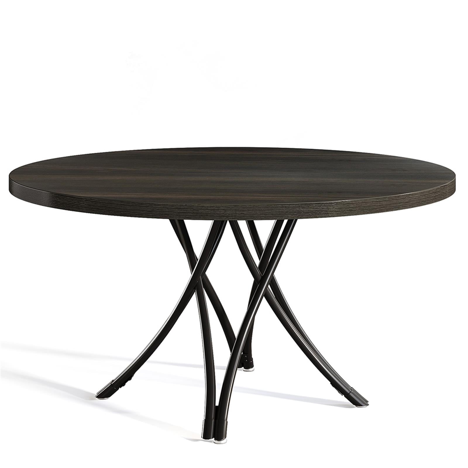 Demi Bonn 47" Circle Dining Table Set for 2-4 People, Indoor Outdoor Kitchen Table for Dining Room, Home Office, Living Room Furniture, Brown