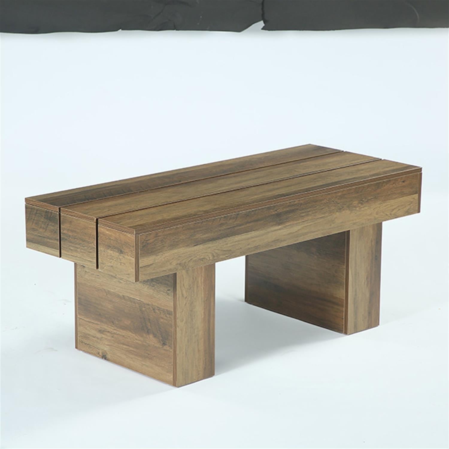 Demi Bonn 47" Coffee Table, Farmhouse Accent Table Snack Table for Home Living Room, Office, Brown