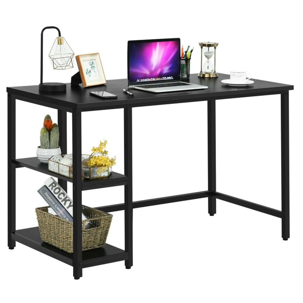 Demi Bonn 47" Computer Desk Office Study Table Workstation Home with Adjustable Shelf, Black