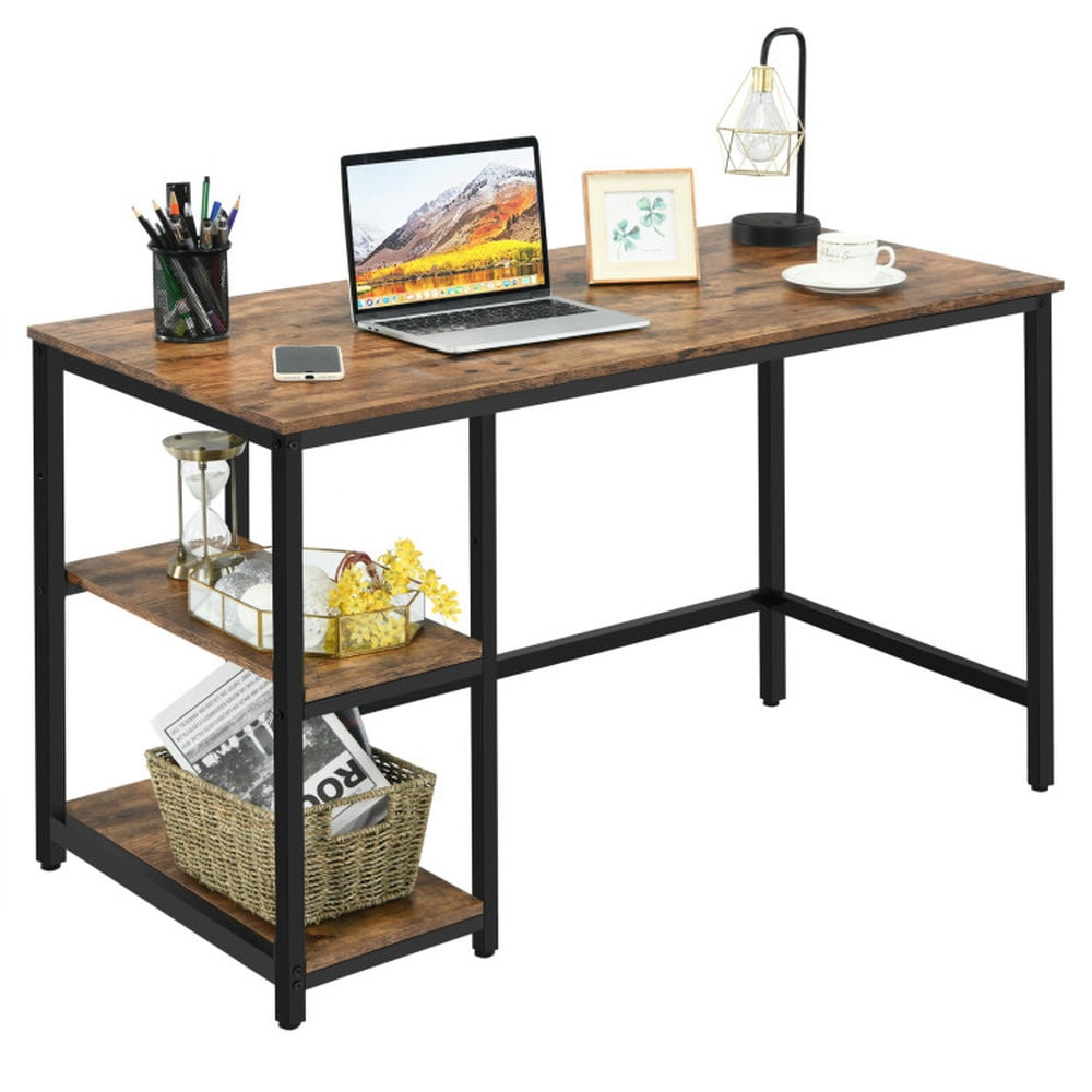 Finihen 47" Computer Desk Office Study Table Workstation Home with Adjustable Shelf, Brown Finihen 47" Computer Desk Office Study Table Workstation Home with Adjustable Shelf, Brown