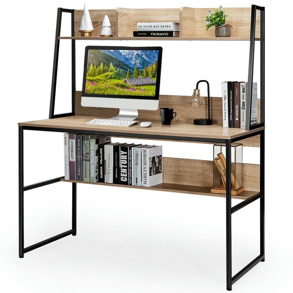 Finihen 47" Computer Desk Writing Study Table Workstation, Gaming Workstation Home Office Desks, Beige Finihen 47" Computer Desk Writing Study Table Workstation, Gaming Workstation Home Office Desks, Beige