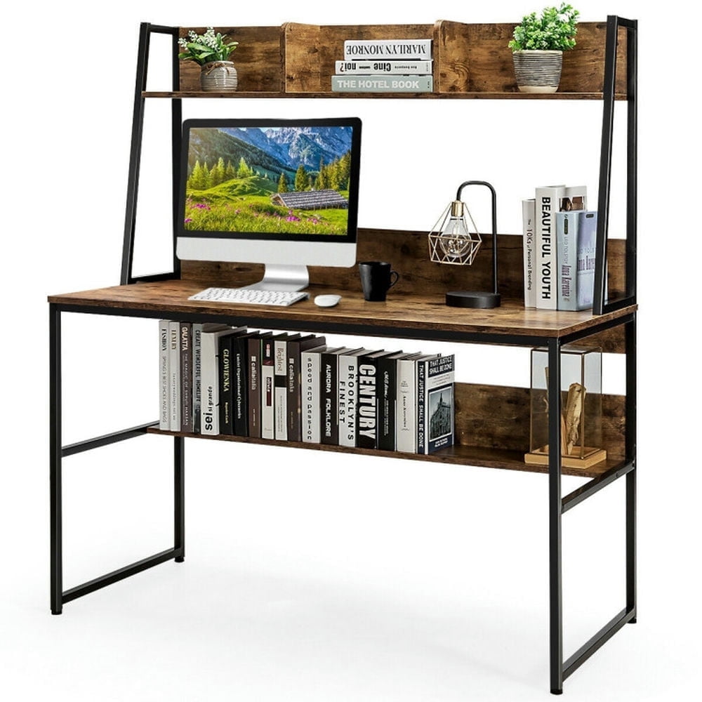 Demi Bonn 47" Computer Desk Writing Study Table Workstation, Gaming Workstation Home Office Desks, Rustic Brown