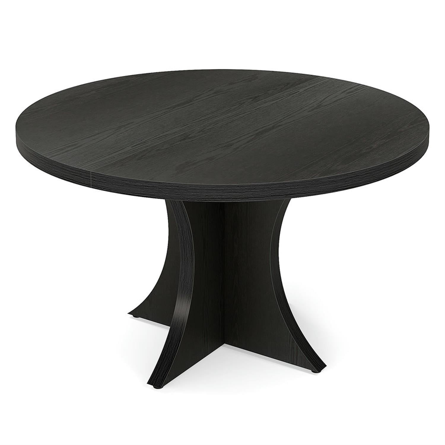 Demi Bonn 47" Modern Round Dining Table for 4-6 People, Farmhouse Kitchen Dinner Table for Dining Room, Home, Living Room Furniture, Black