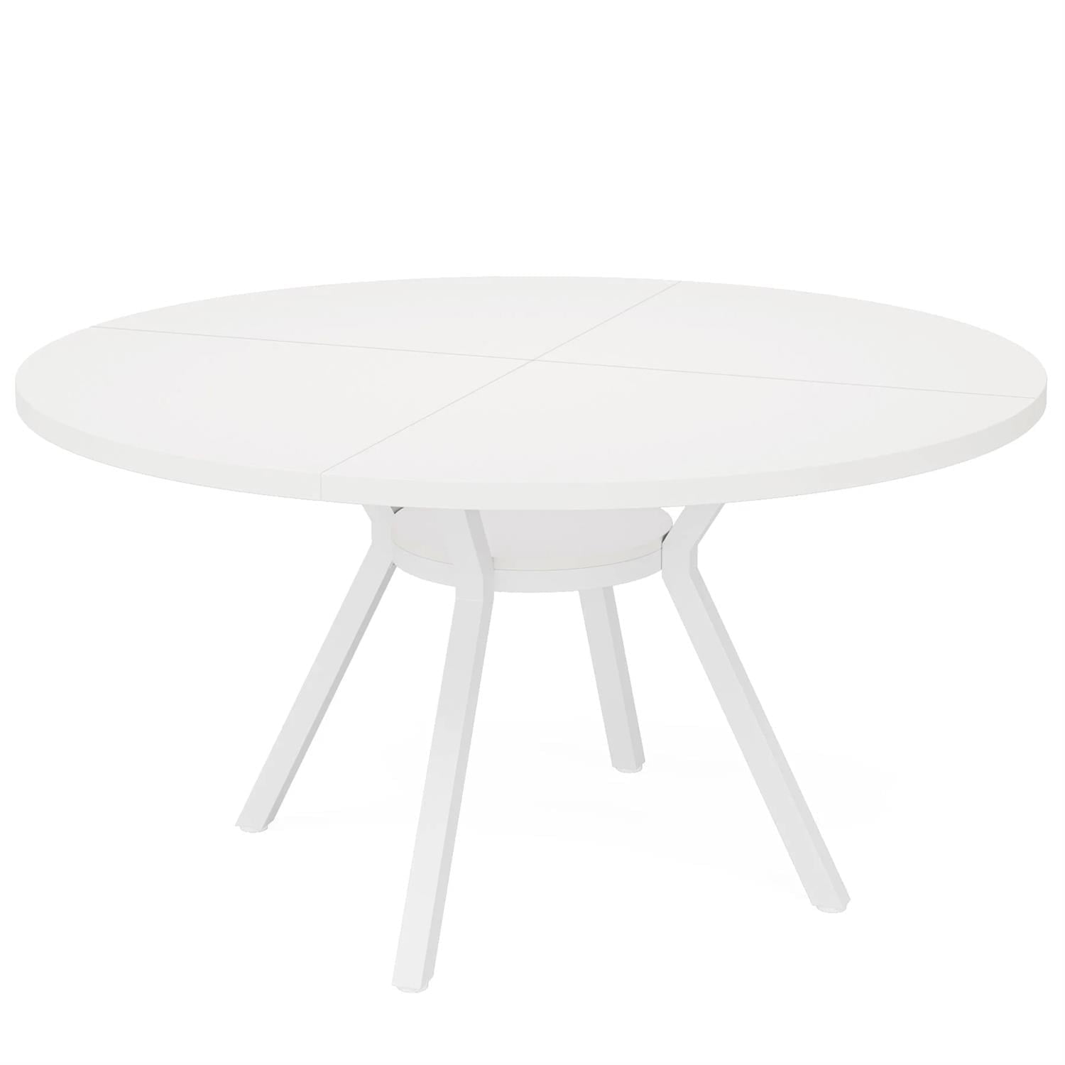 Demi Bonn 47" Modern Round Dining Table for 4-6 People, Wood Farmhouse Kitchen Dinner Table for Dining Room, Living Room Furniture, White