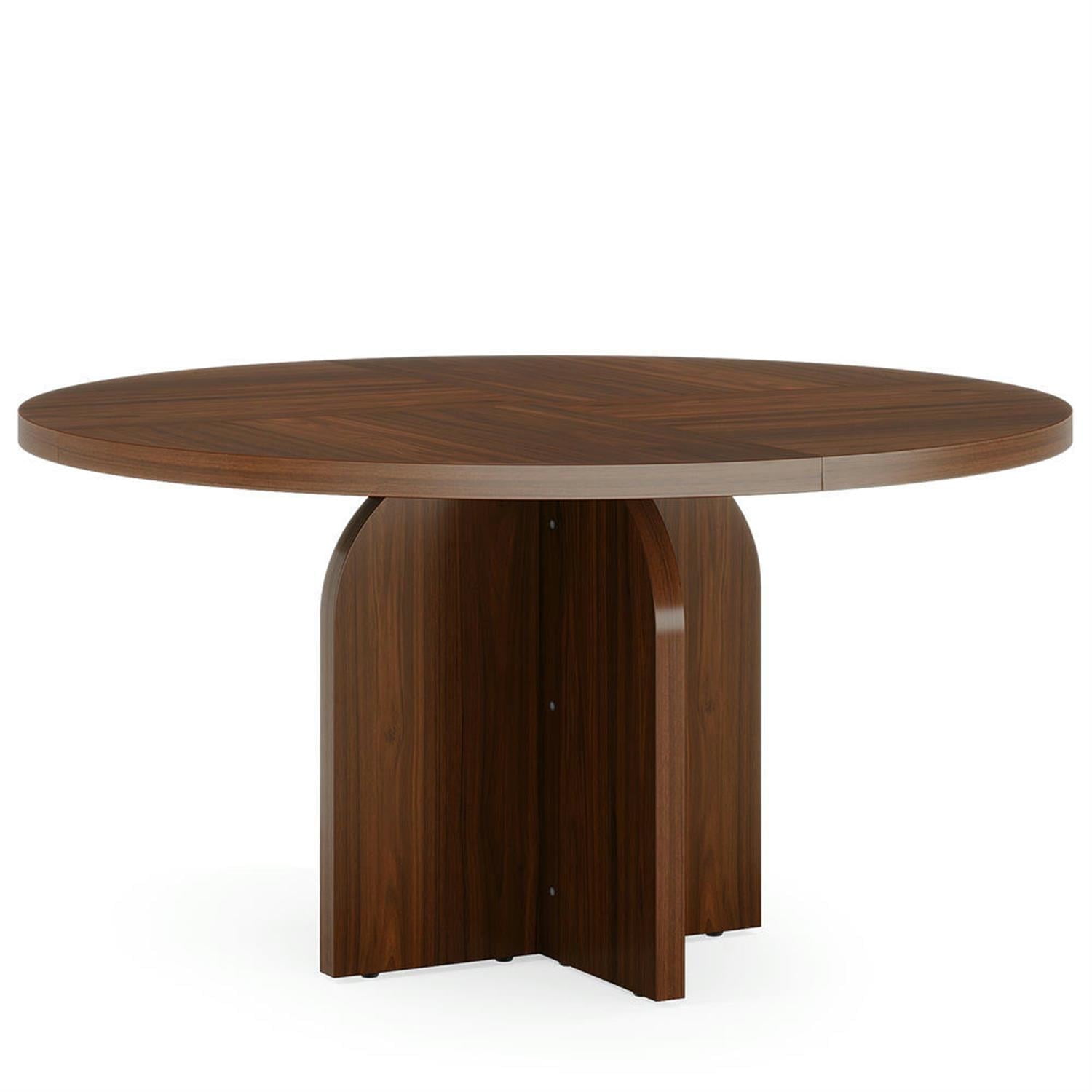 Demi Bonn 47" Modern Round Dining Table for 4 People, Wood Farmhouse Kitchen Dinner Table for Dining Room, Living Room Furniture, Brown