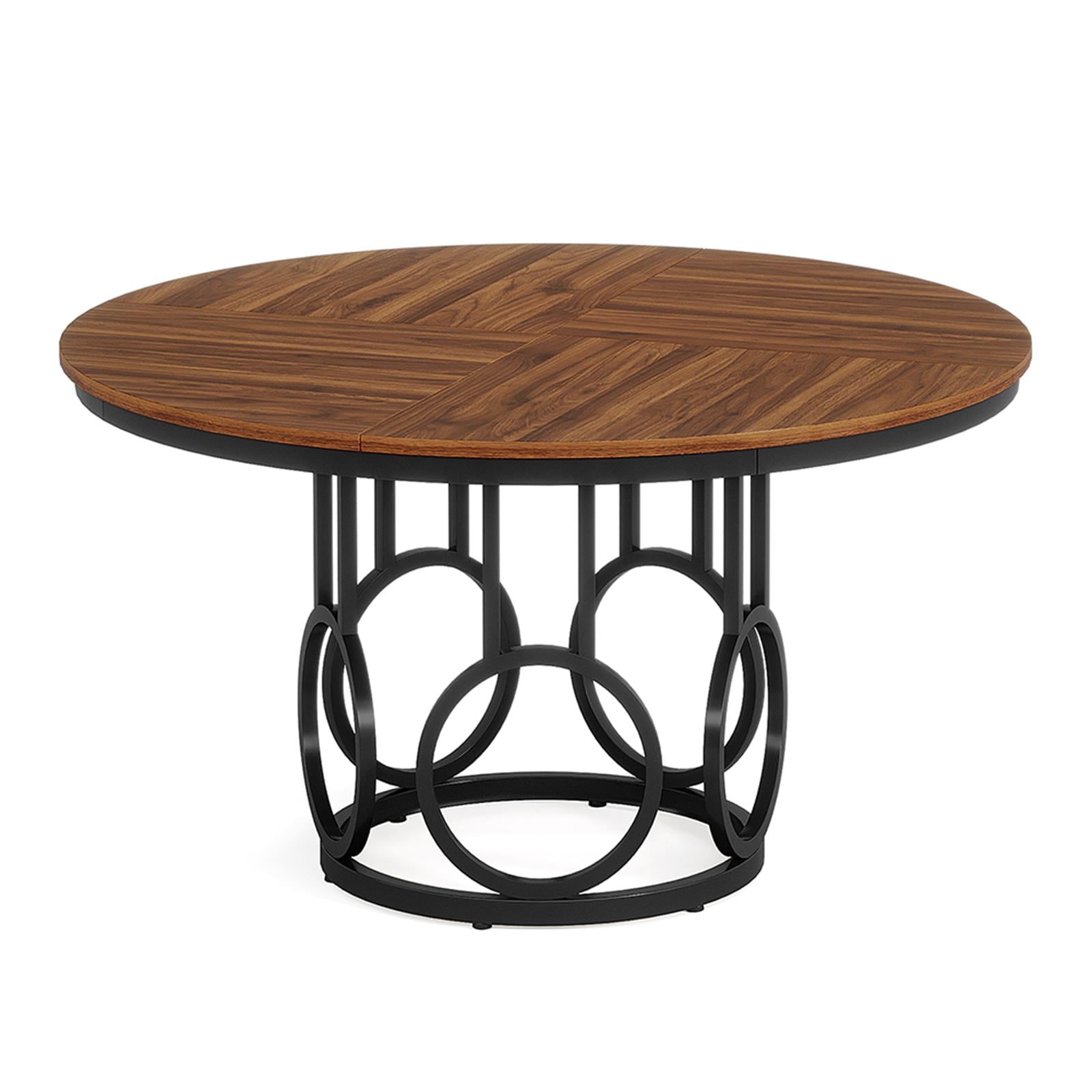 Demi Bonn 47" Round Dining Table Set for 4-6 People,door Outdoor Kitchen Table for Dining Room, Home Office, Living Room Furniture, Brown