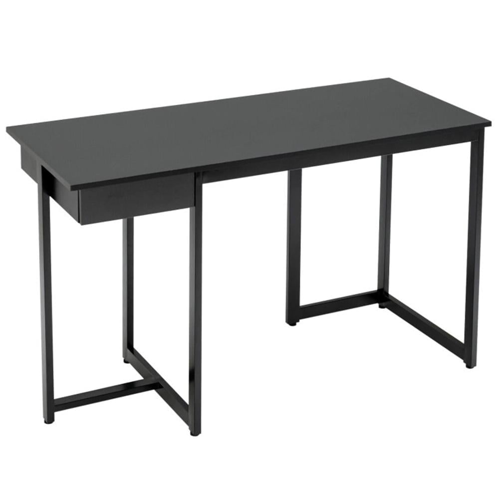 Demi Bonn 48" Computer Desk with Metal Frame and Adjustable Pads, Small Home Office Desk Study Writing Table, Black