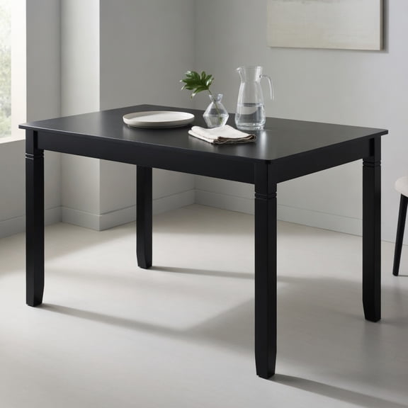 Demi Bonn 48" Dining Table with Rubber Wood Legs, Kitchen Table for 2-4 People, Rectangular Dinner Table for Home Office, Living Room Furniture, Black