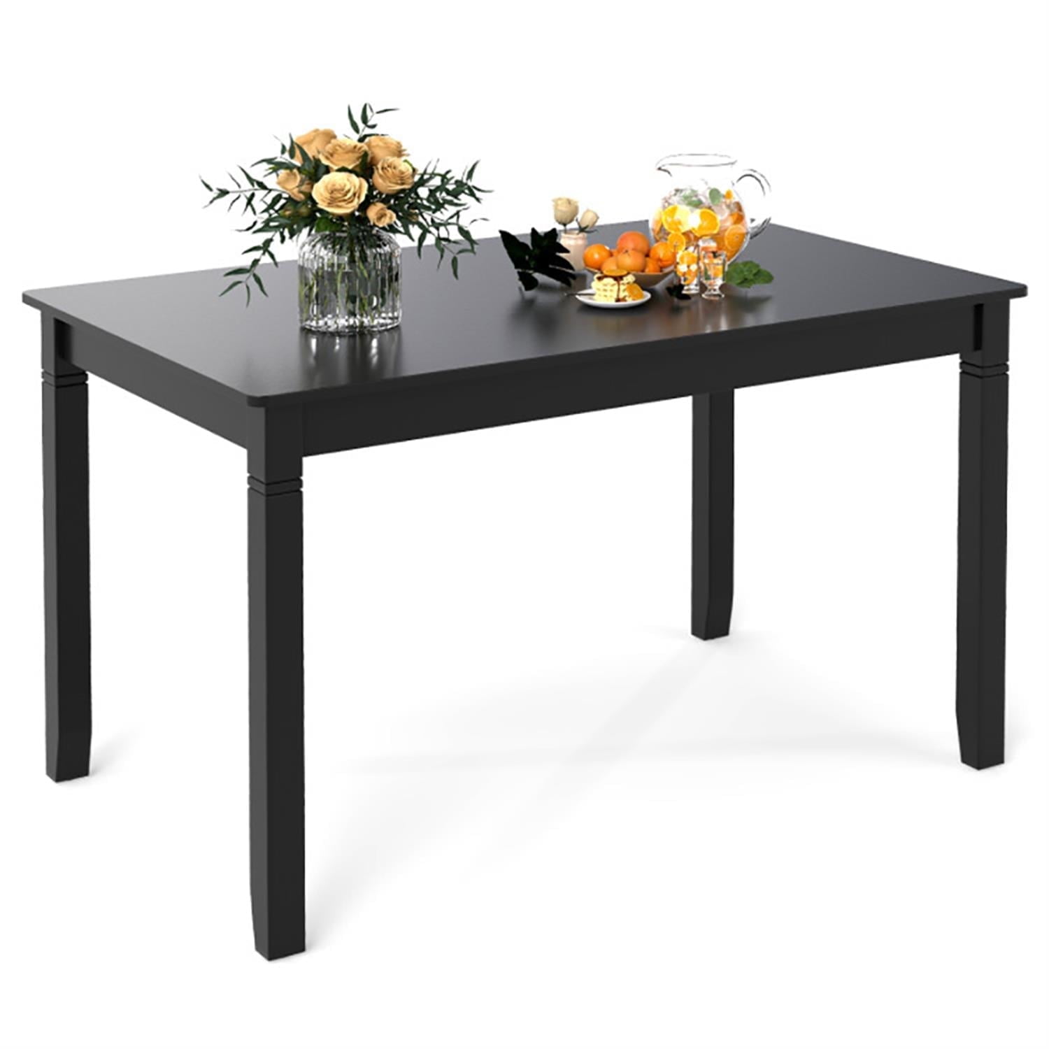 Demi Bonn 48" Dining Table with Rubber Wood Legs, Kitchen Table for 2-4 People, Rectangular Dinner Table for Home Office, Living Room Furniture, Black