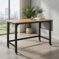 thumbnail image 1 of Demi Bonn 48" Mobile Computer Desk Workstation with 4 Smooth Casters, Small Home Office Desk Study Writing Table, Natural, 1 of 8