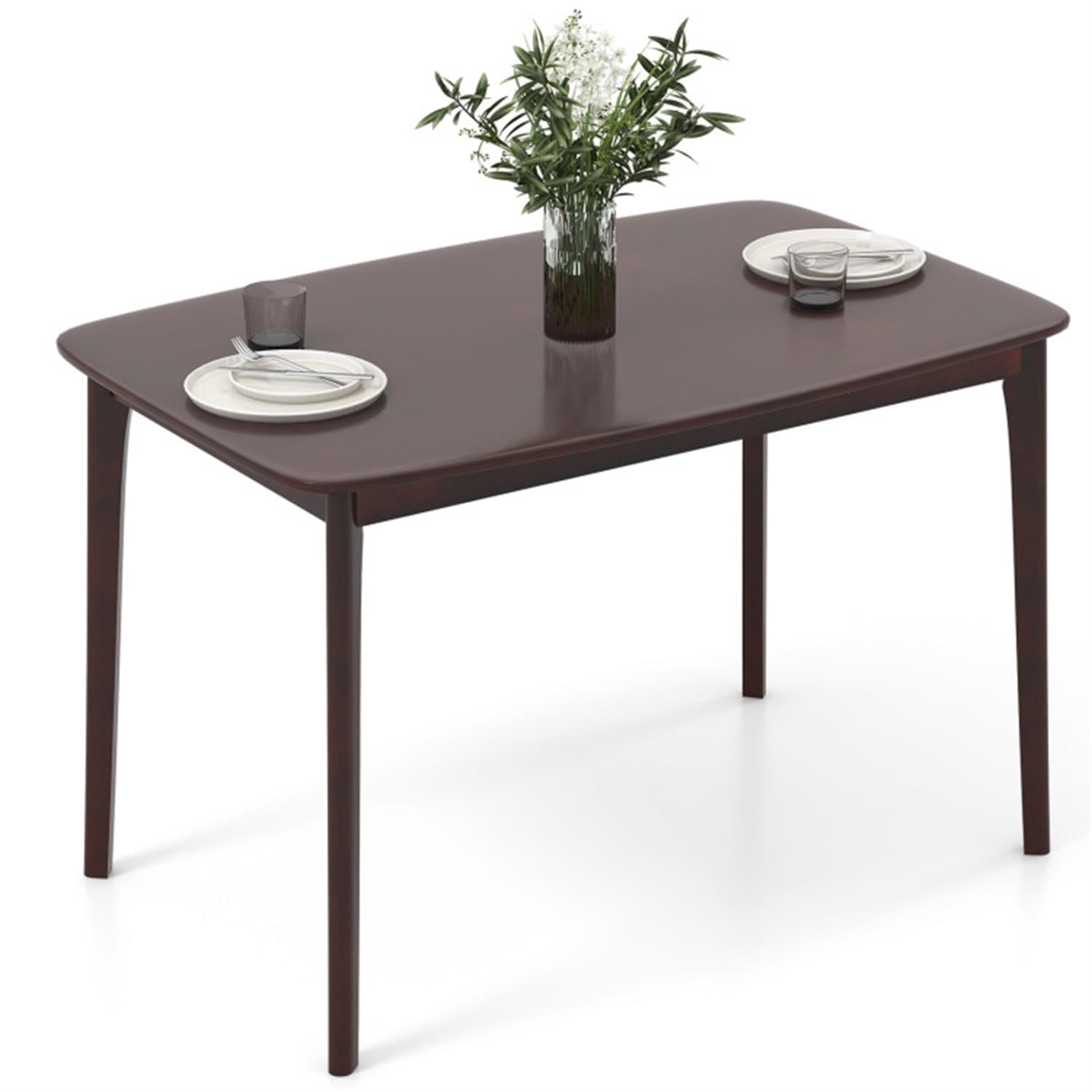 Demi Bonn 48" Solid Wood Dining Table with Rubber Wood Supporting Legs for Kitchen Dining Room, Modern Rectangular Dining Table Furniture, Brown