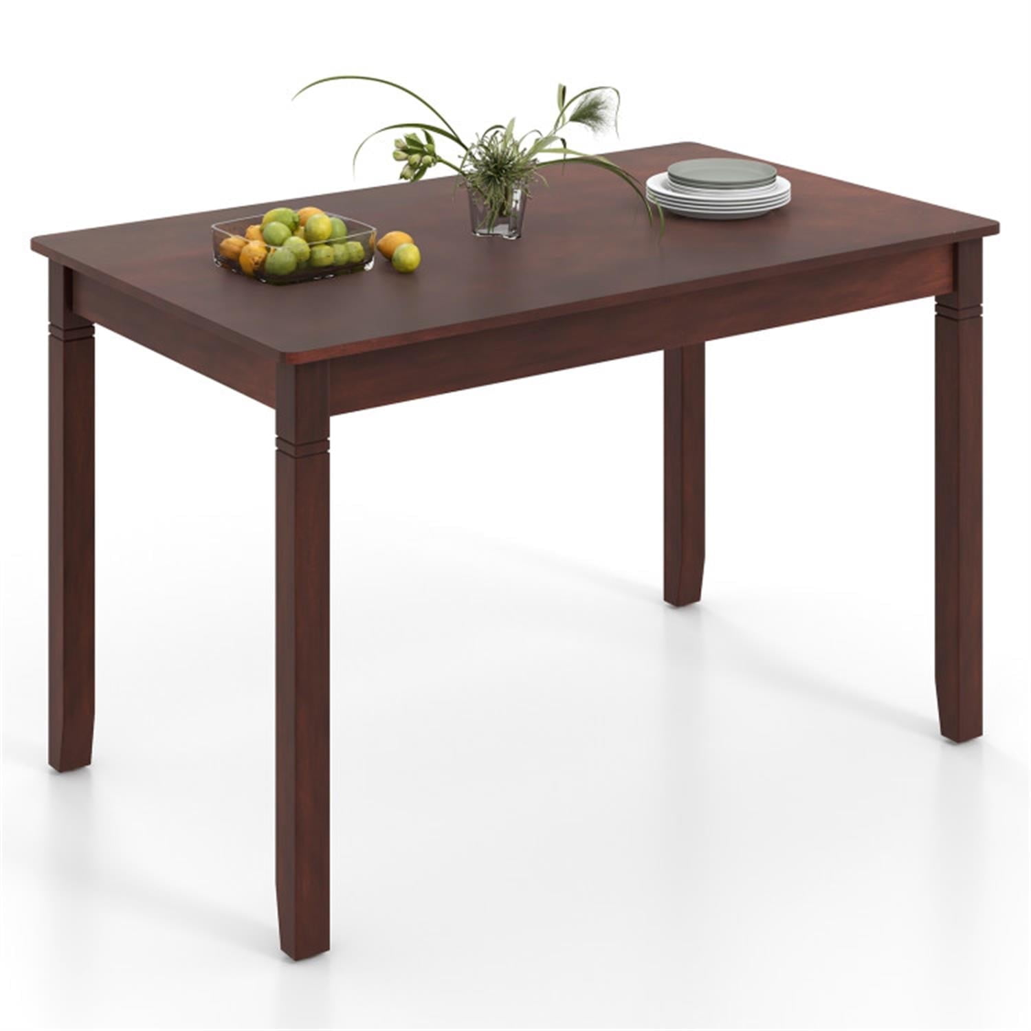 Demi Bonn 48" Wooden Dining Table for 4 People, Rectangular Kitchen Table with Rubber Wood Legs for Dining Room, Dinette, Brown