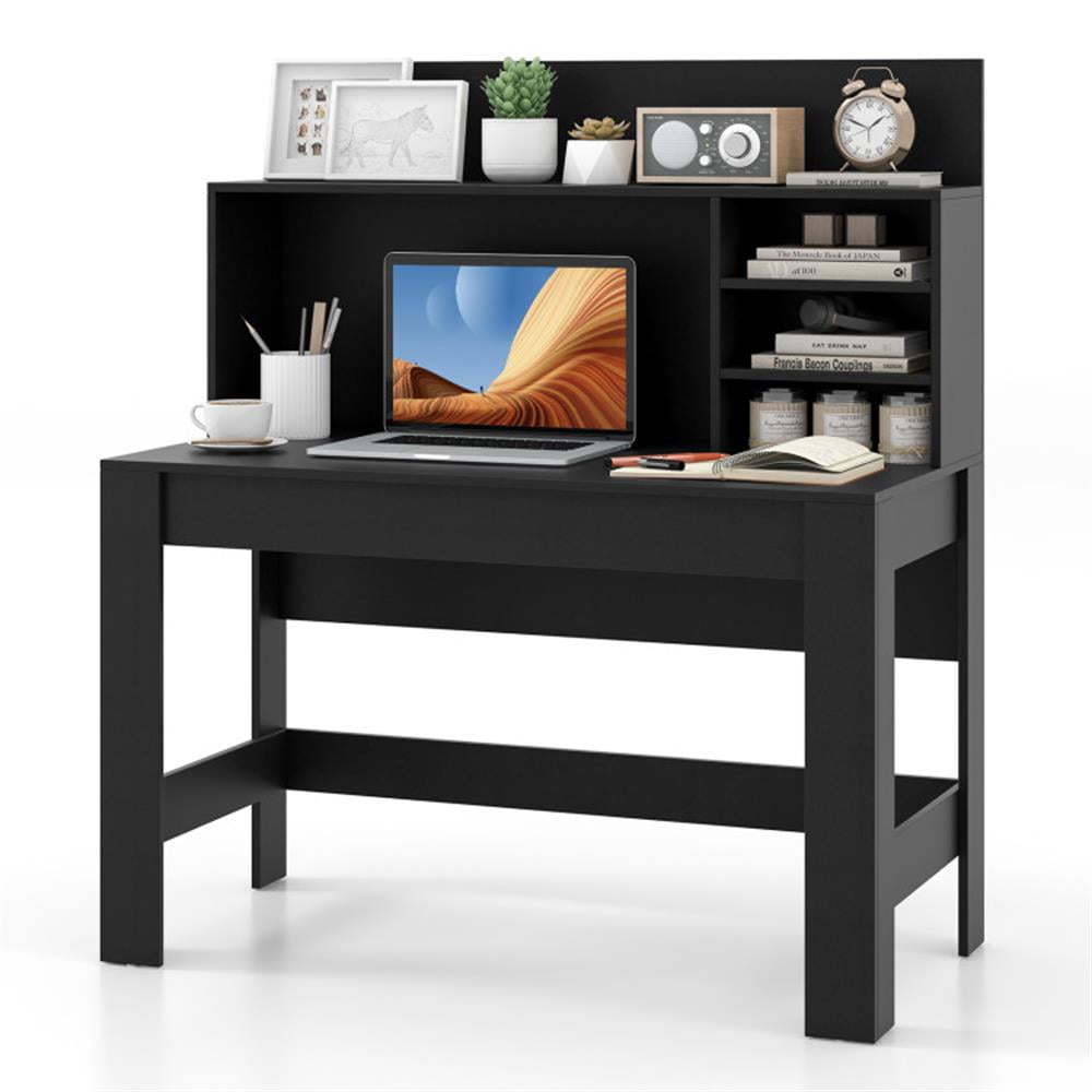 Finihen 48" Writing Computer Desk with Anti-Tipping Kits and Cable Management Hole, Small Home Office Desk Study Writing Table, Black Finihen 48" Writing Computer Desk with Anti-Tipping Kits and Cable Management Hole, Small Home Office Desk Study Writing Table, Black