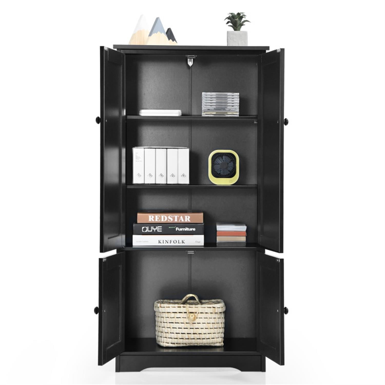 Demi Bonn 49" Accent Storage Cabinet, Bathroom Cabinet, Pantry Cabinet with Adjustable Shelves, Black