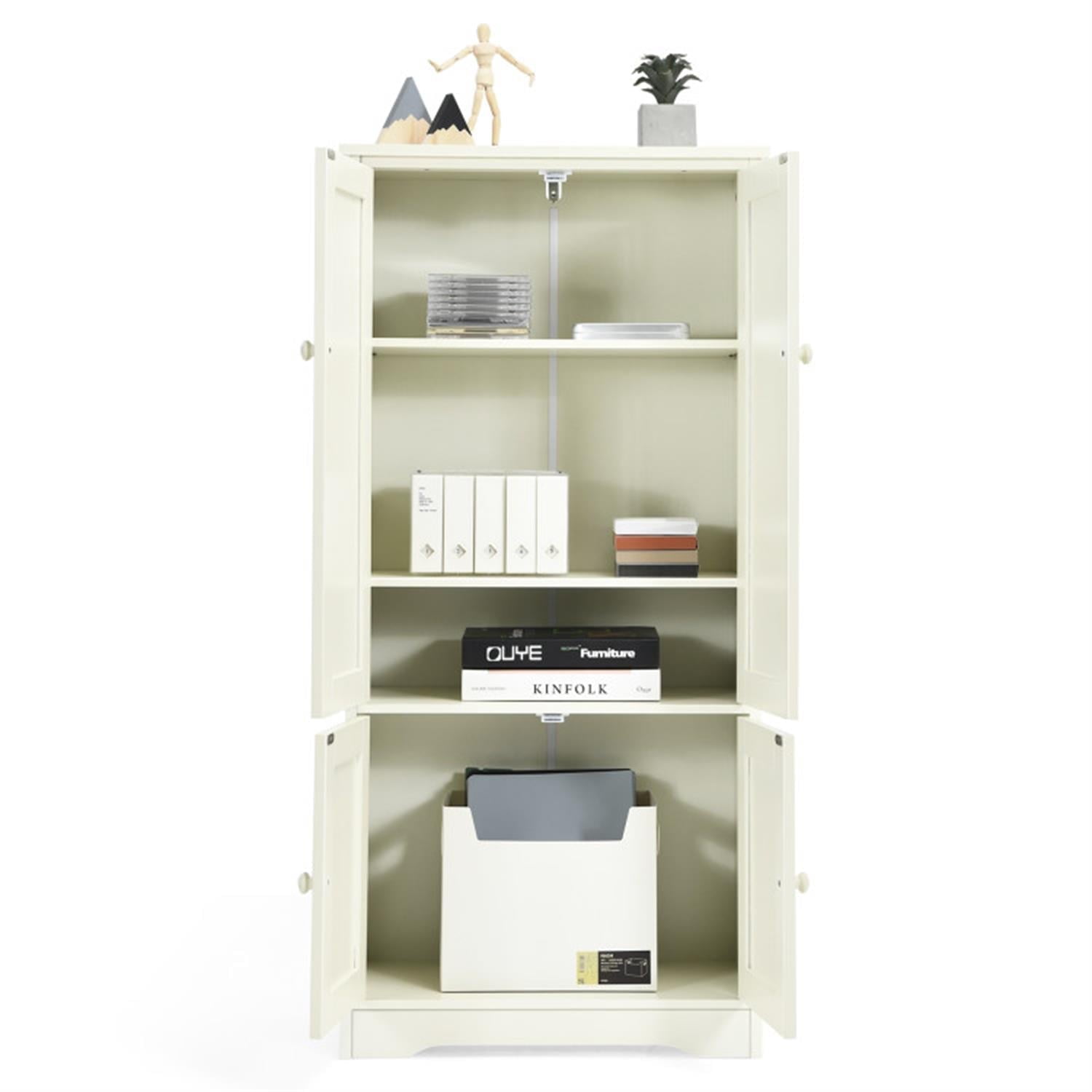 Demi Bonn 49" Accent Storage Cabinet, Bathroom Cabinet, Pantry Cabinet with Adjustable Shelves, White