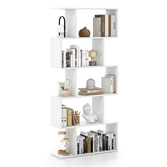 Demi Bonn 5 Cubes Ladder Shelf Corner Bookshelf, Freestanding Display Rack Bookcase, Walnut