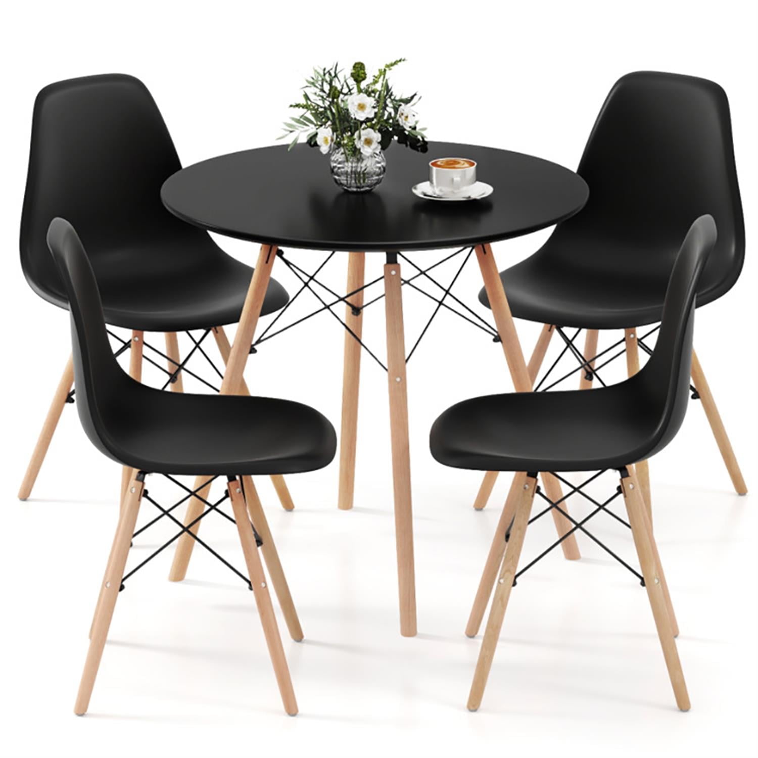 Demi Bonn 5-Piece Dining Table Set with 4 Chairs, 31"dustrial Kitchen Table with Metal Frame, Perfect for Small Space, Black