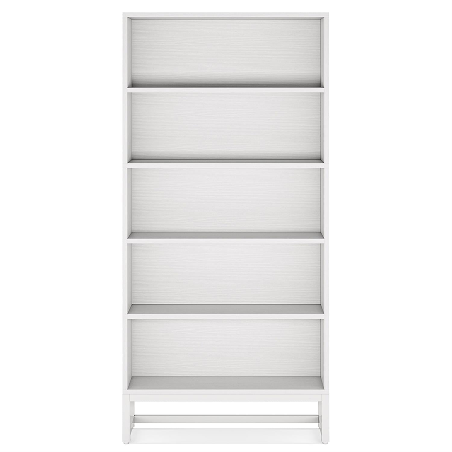 Demi Bonn 5-Tier Bookcase, Wood and Metal Bookshelf Storage Organizer, 70" Tall Display Standing Shelf Unit for Bedroom, Living Room, Black