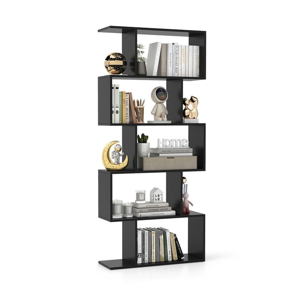 Demi Bonn 5-Tier Bookshelf with Anti-Toppling Device, Bookcase for Living Room Home Office, Black
