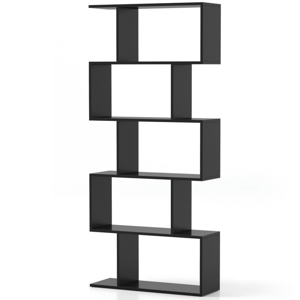 Finihen 5-Tier Bookshelf with Anti-Toppling Device, Bookcase for Living Room Home Office, Black Finihen 5-Tier Bookshelf with Anti-Toppling Device, Bookcase for Living Room Home Office, Black
