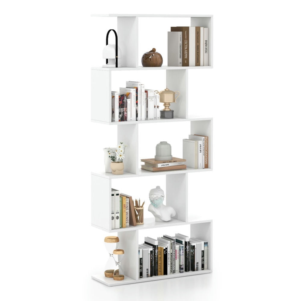 Finihen 5-Tier Bookshelf with Anti-Toppling Device, Bookcase for Living Room Home Office, White Finihen 5-Tier Bookshelf with Anti-Toppling Device, Bookcase for Living Room Home Office, White
