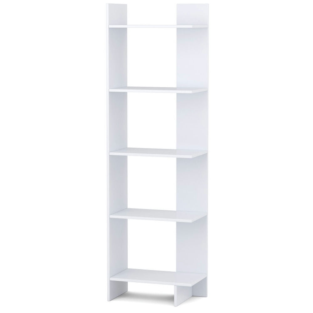 Finihen 5-Tier Freestanding Bookshelf, Decorative Storage Display Bookcase, White Finihen 5-Tier Freestanding Bookshelf, Decorative Storage Display Bookcase, White