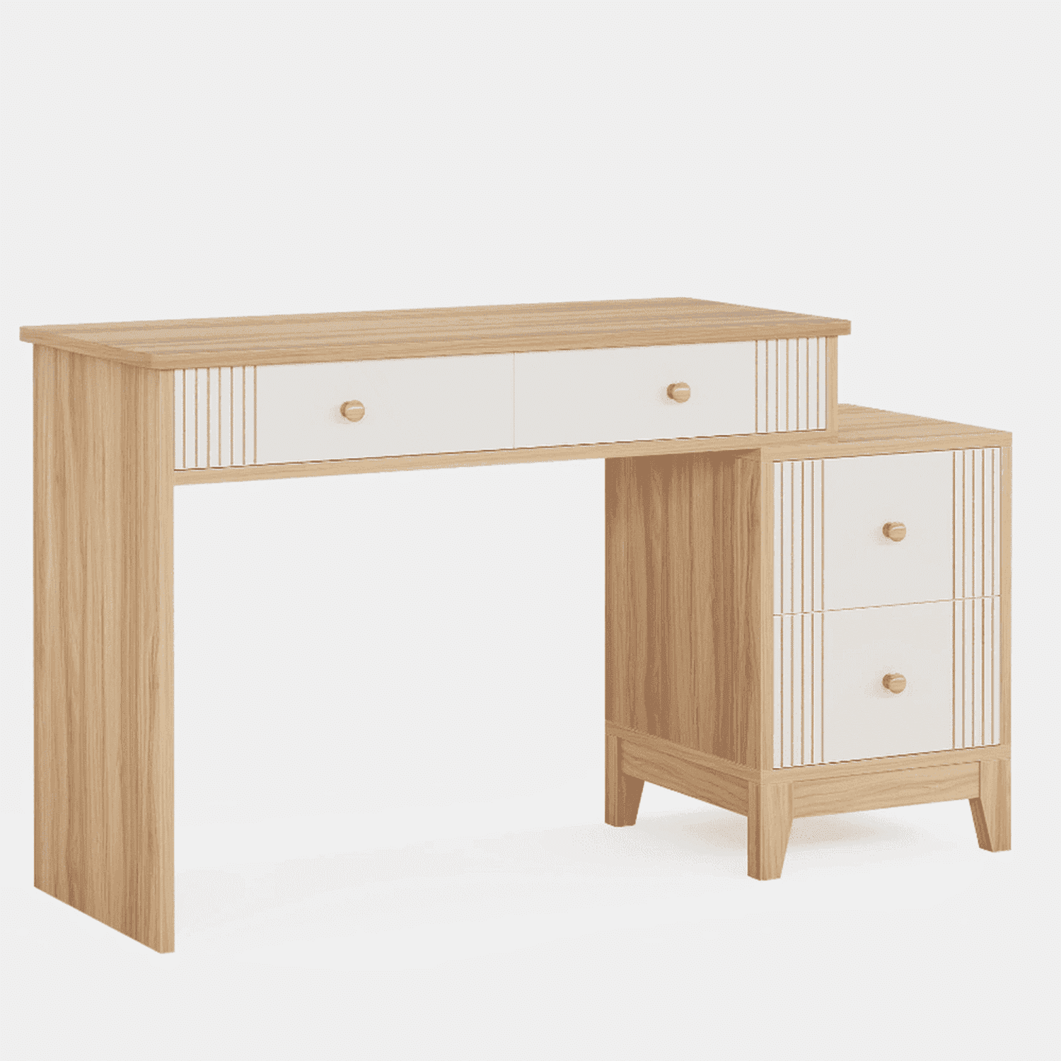 Demi Bonn 51" Computer Desk with 4 Storage Drawer, Modern Study Writing Gaming Table for Home Office, Beige