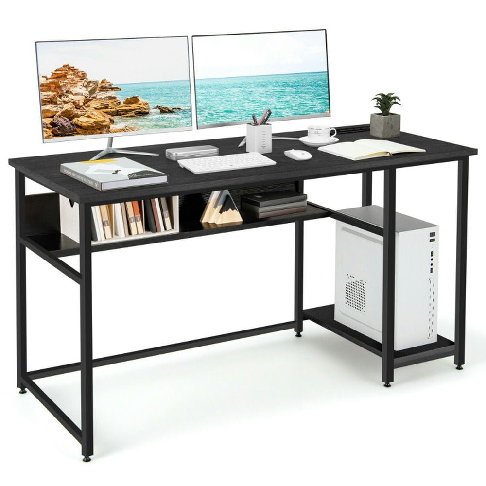 Finihen 55" Computer Desk with Power Outlets and USB Ports for Home and Office Study Writing Table, Black Finihen 55" Computer Desk with Power Outlets and USB Ports for Home and Office Study Writing Table, Black