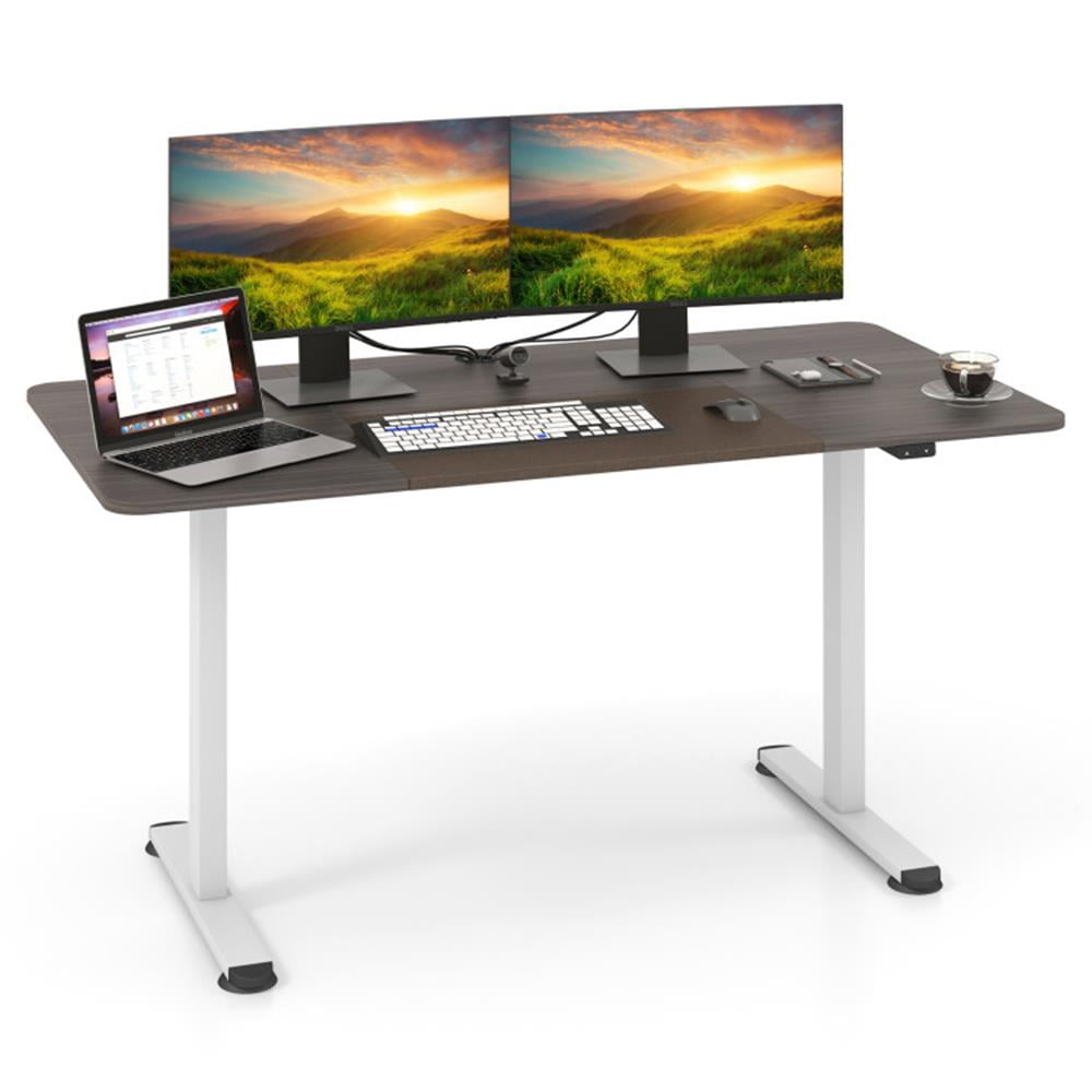 Finihen 55" Electric Height Adjustable Computer Desk with Hook, Small Home Office Desk Study Writing Table, Dark Gray Finihen 55" Electric Height Adjustable Computer Desk with Hook, Small Home Office Desk Study Writing Table, Dark Gray