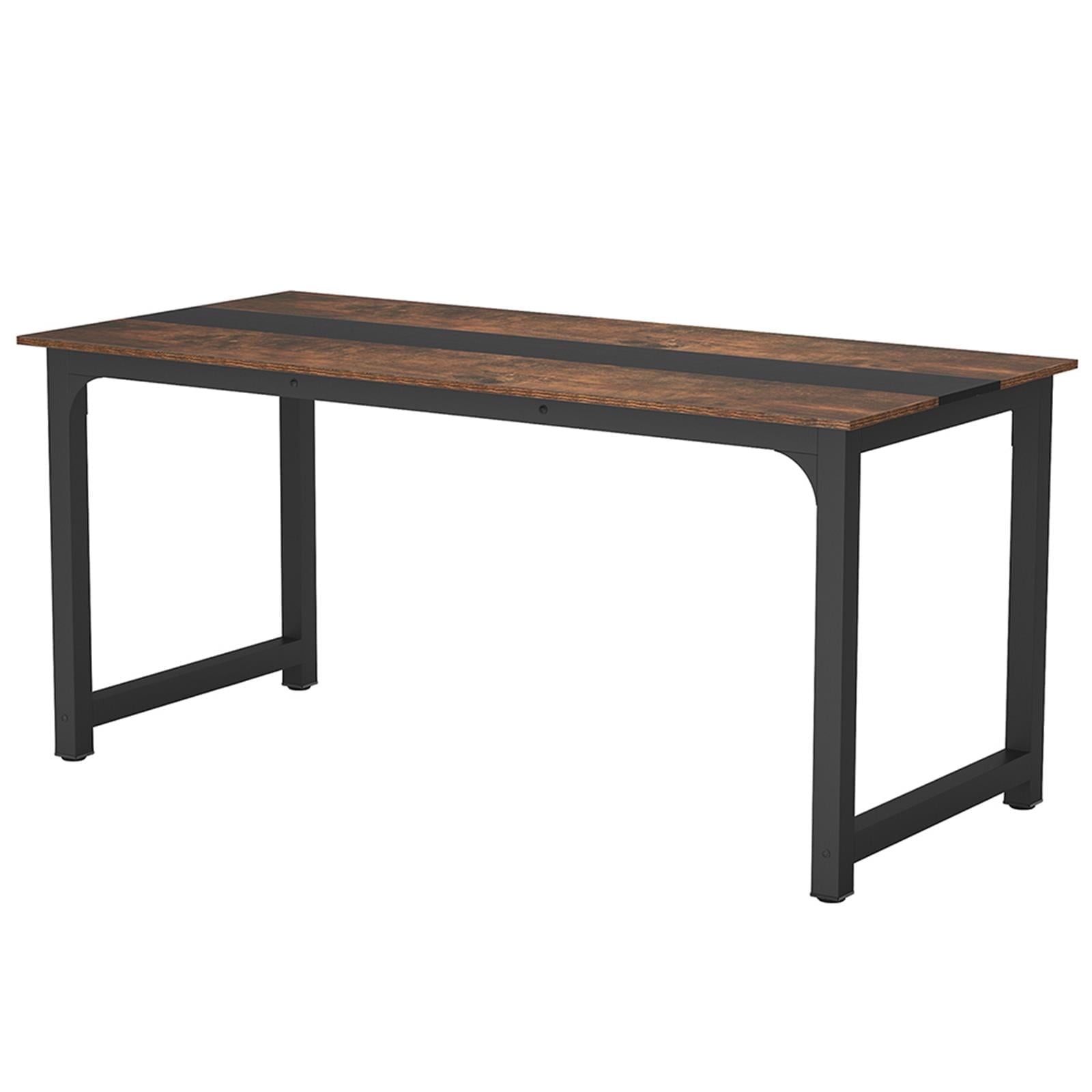 Demi Bonn 55" Heavy-Duty Computer Desk, Gaming Desk, Simple Study Work Desk for Home Office, Study, Living Room, Brown