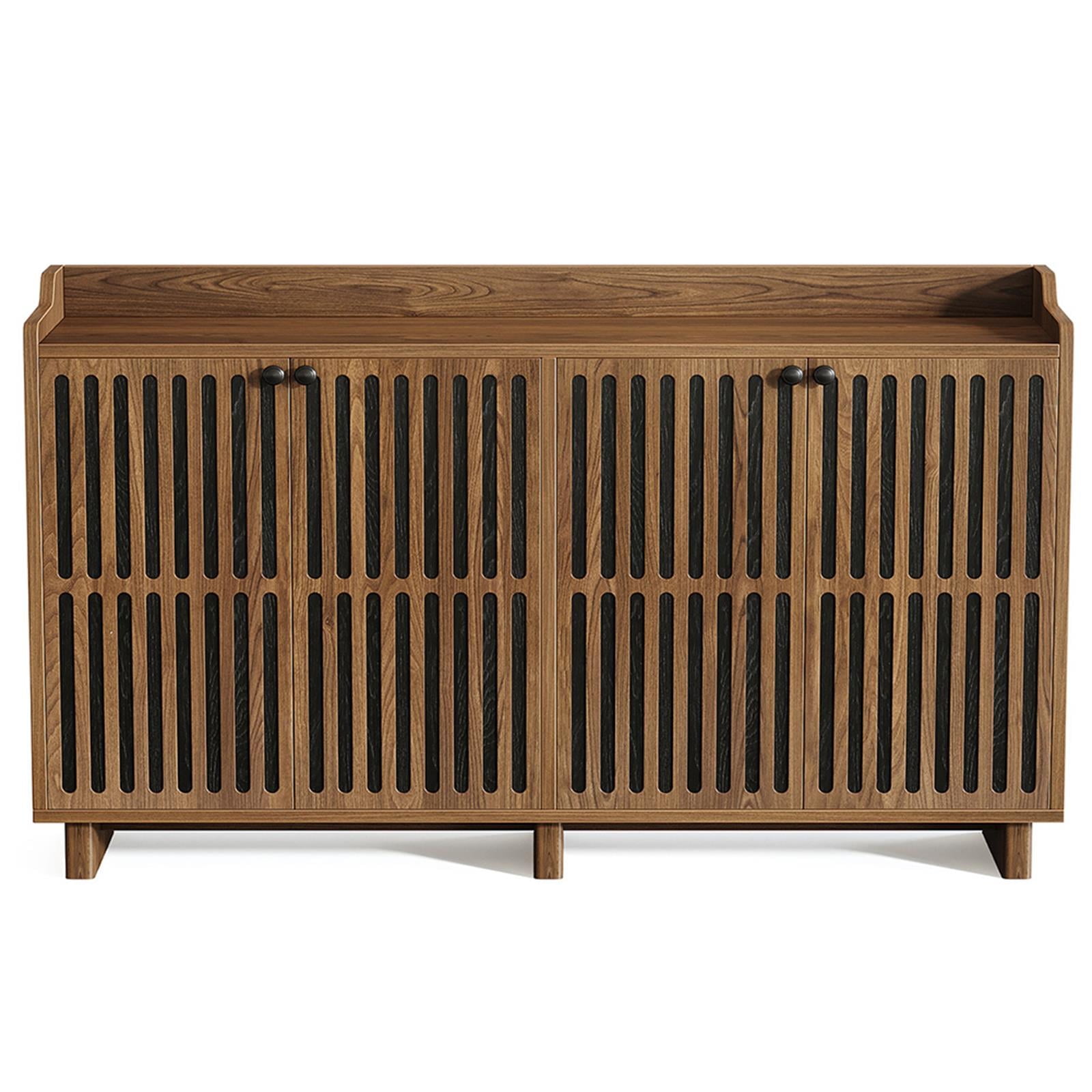 Demi Bonn 55" Sideboard Buffet Storage Cabinet with Adjustable Shelves, Farmhouse Credenza Accent Cabinet for Kitchen Entryway Living Dining Room, Brown