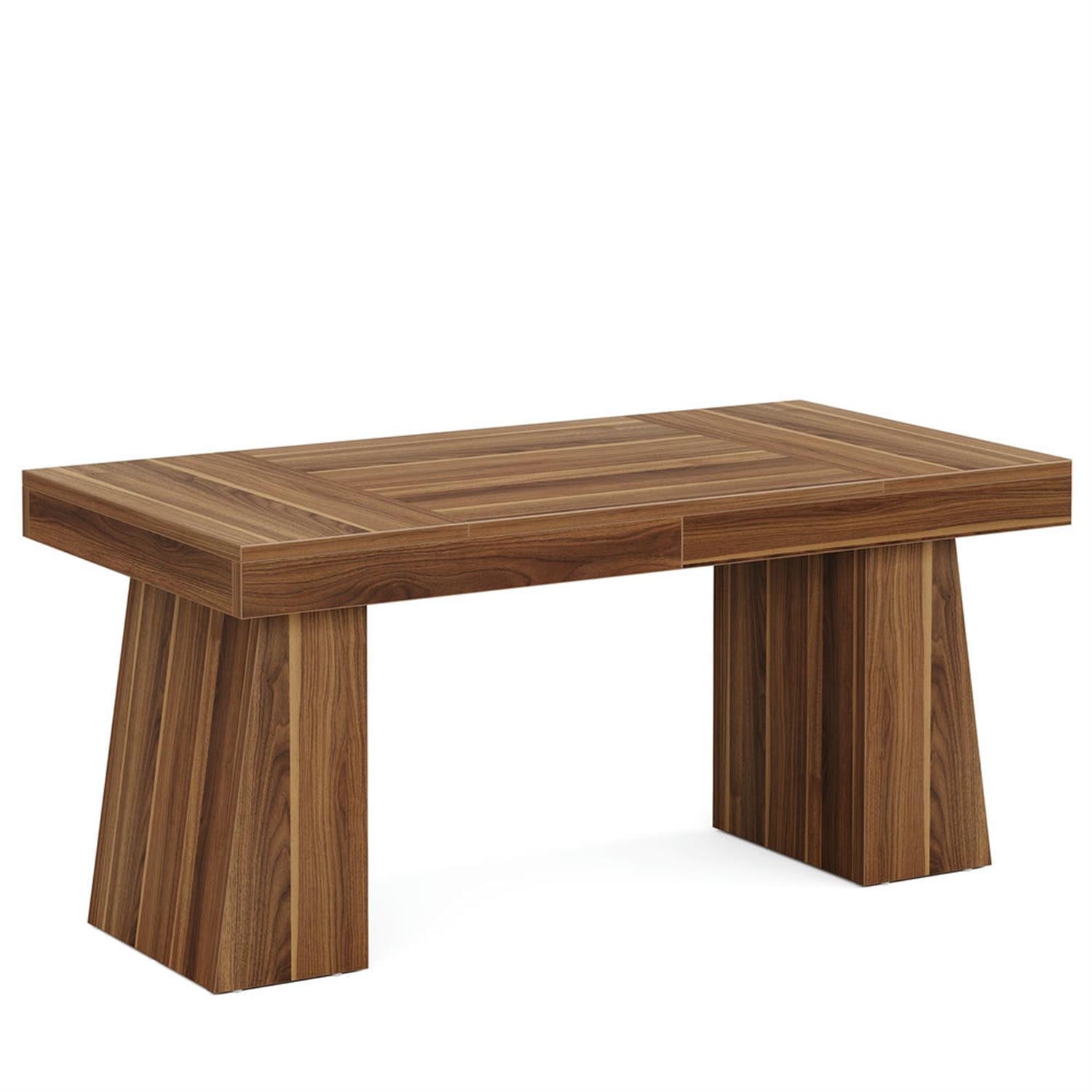 Demi Bonn 55" Wood Executive Computer Desk, Modern Duty Study Writing Gaming Table for Home Office, Rectangle Workstation, Brown