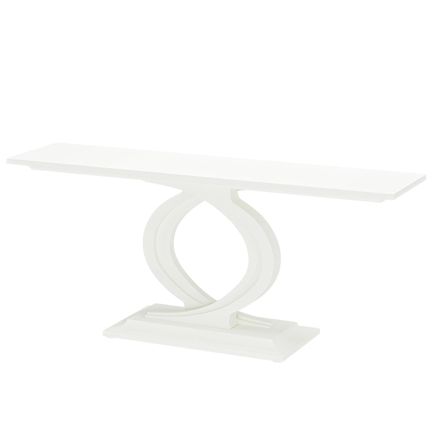 Demi Bonn 59" Console Table, Wood Narrow Sofa Table with Double Arc Base for Hallway, Bedroom, Living Room, White