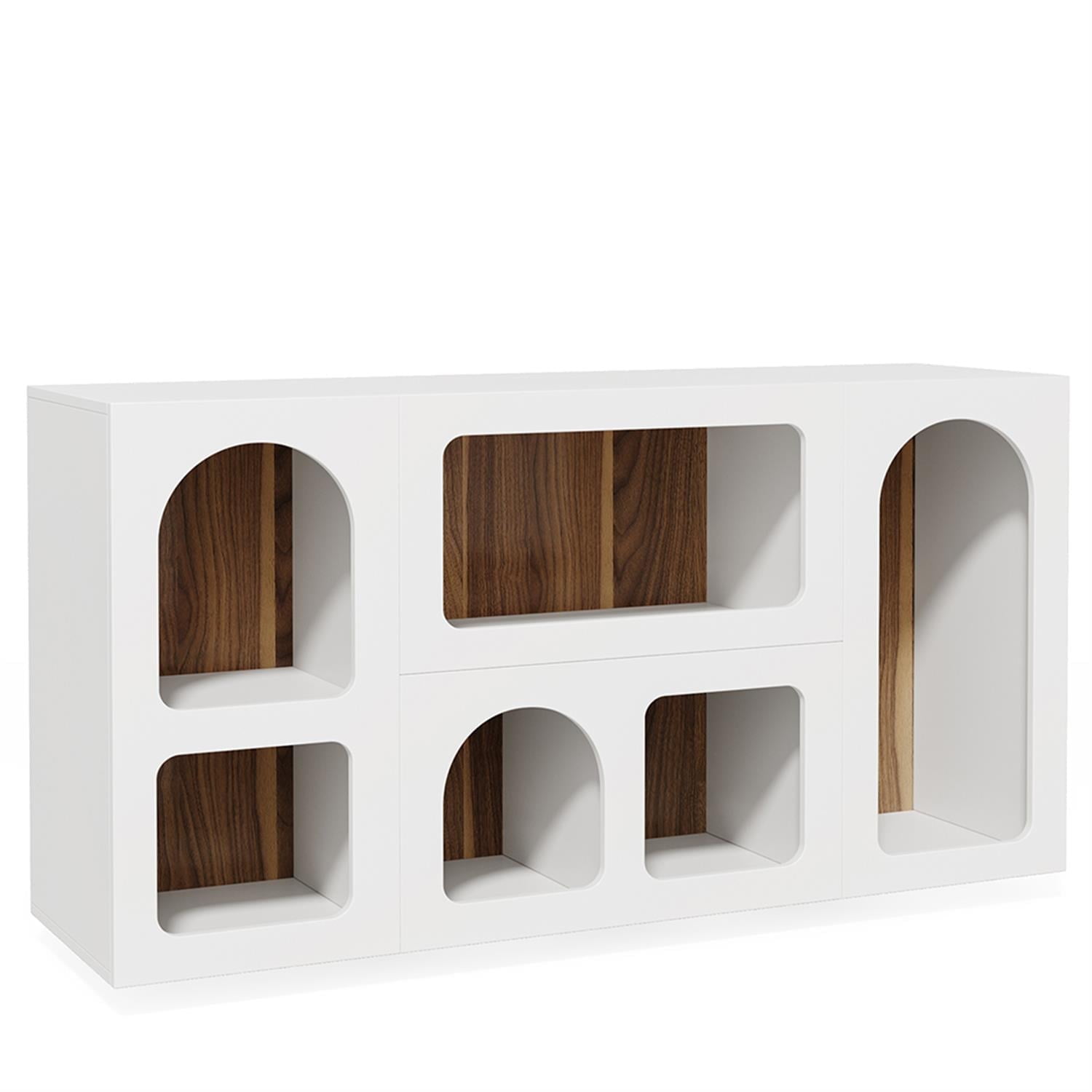 Demi Bonn 59" Console Table, Wooden Sofa Table Storage Organizer Entrance Table for Hallway, Bedroom, Living Room, White