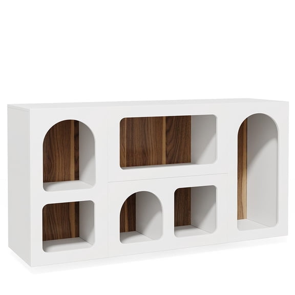 Demi Bonn 59" Console Table, Wooden Sofa Table Storage Organizer Entrance Table for Hallway, Bedroom, Living Room, White