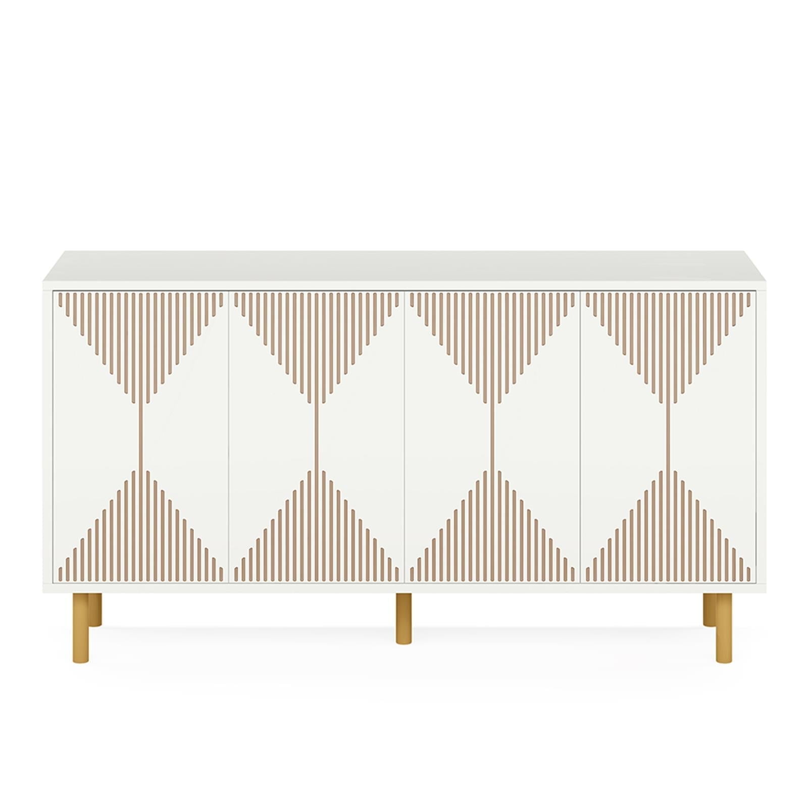 Demi Bonn 59" Sideboard Buffet Storage Cabinet, Modern Credenza Accent Cabinet with Doors, Console Coffee Bar for Kitchen Entryway Living Dining Room, White