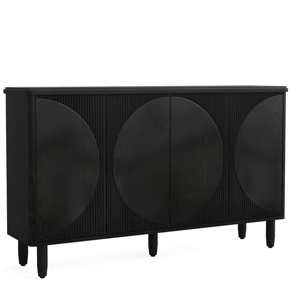 Demi Bonn 59" Sideboard Buffet Storage Cabinet with Doors, Modern Credenza Accent Cabinet for Kitchen Entryway Living Dining Room, Black