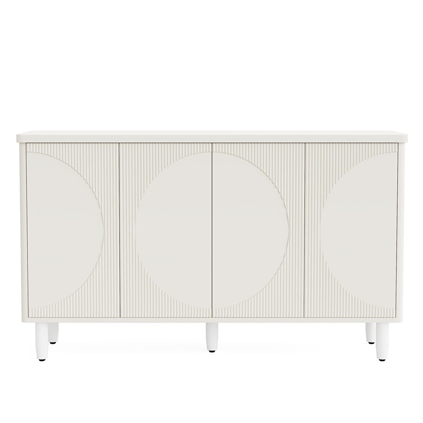 Demi Bonn 59" Sideboard Buffet Storage Cabinet with Doors, Modern Credenza Accent Cabinet for Kitchen Entryway Living Dining Room, White