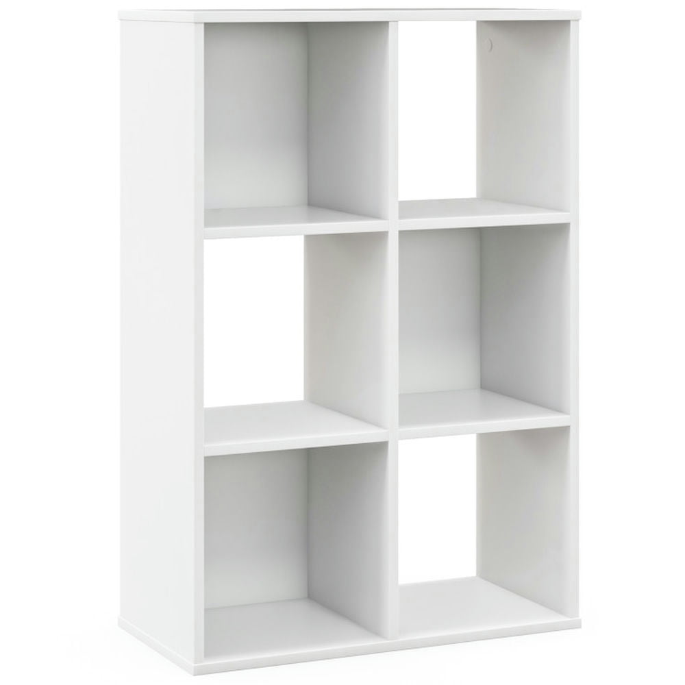 Finihen 6-Cube Bookshelf 4-Tier Floor Display Shelf Bookcase, White Finihen 6-Cube Bookshelf 4-Tier Floor Display Shelf Bookcase, White