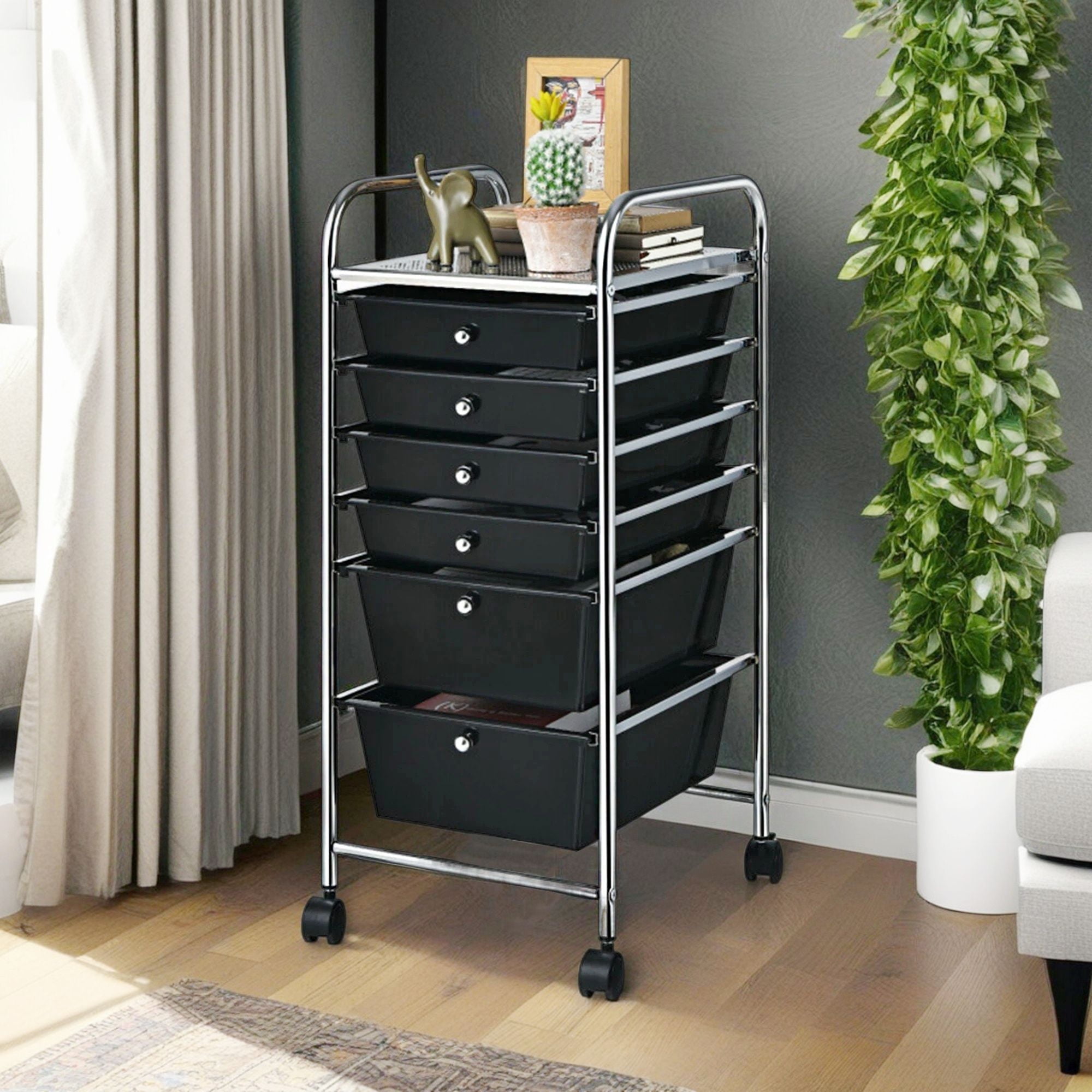 Demi Bonn 6 Drawers Rolling Storage Cart Organizer with 4 Universal Casters, Black