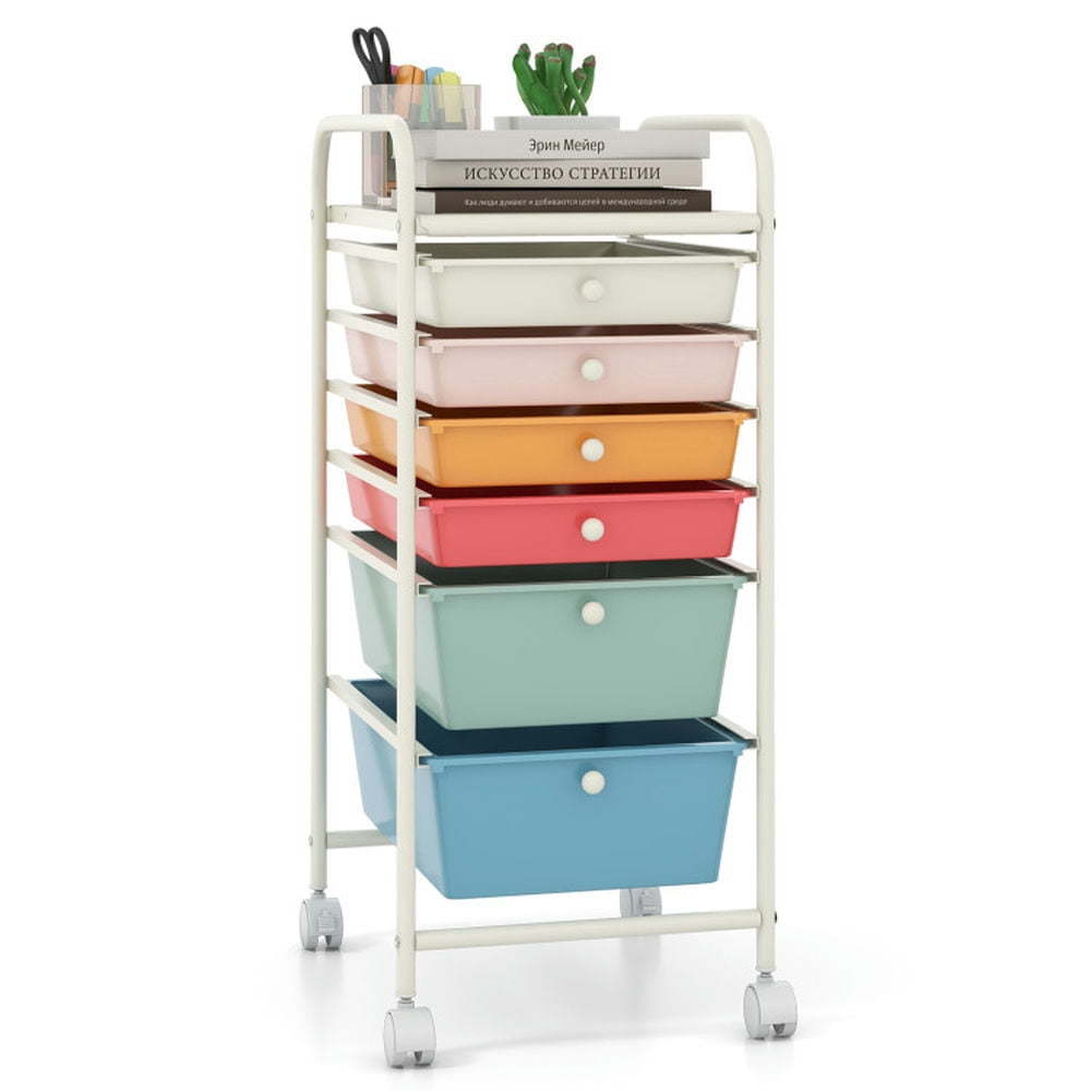Finihen 6 Drawers Rolling Storage Cart Organizer with 4 Universal Casters, Macaron Finihen 6 Drawers Rolling Storage Cart Organizer with 4 Universal Casters, Macaron