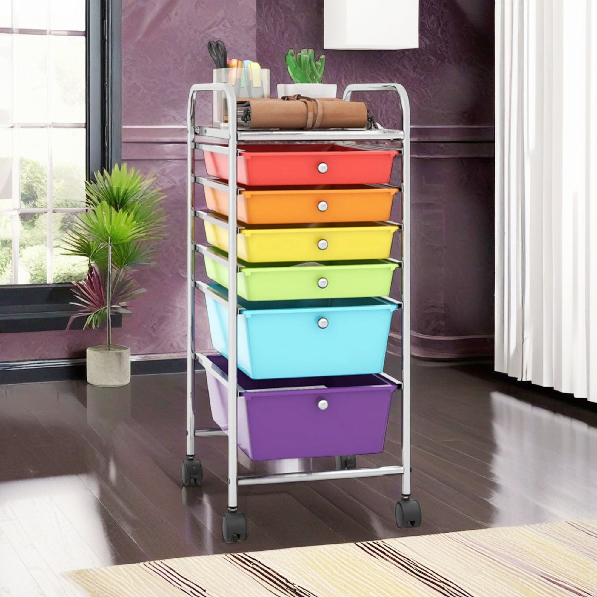 Demi Bonn 6 Drawers Rolling Storage Cart Organizer with 4 Universal Casters, Multicolor