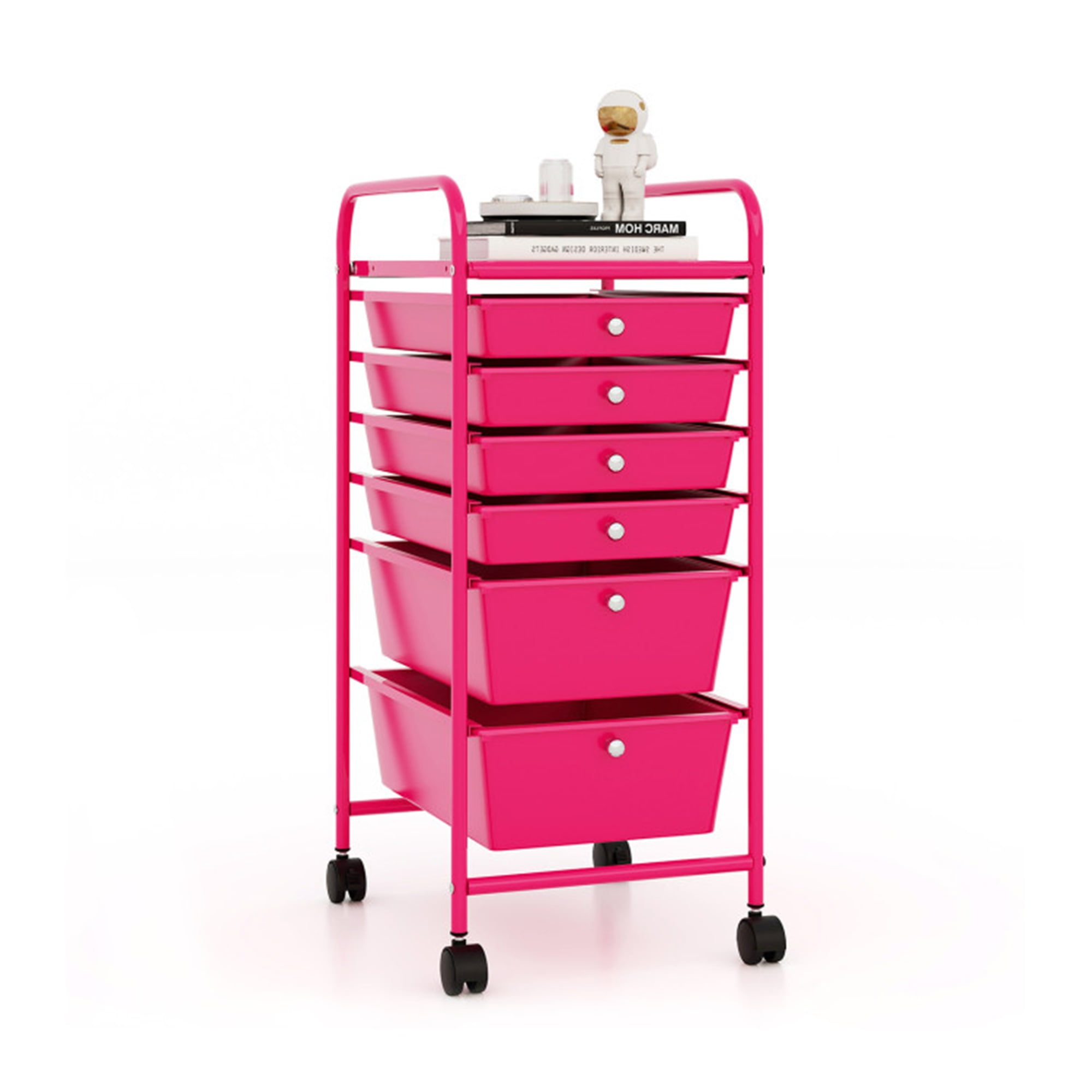 Finihen 6 Drawers Rolling Storage Cart Organizer with 4 Universal Casters, Rose Red Finihen 6 Drawers Rolling Storage Cart Organizer with 4 Universal Casters, Rose Red