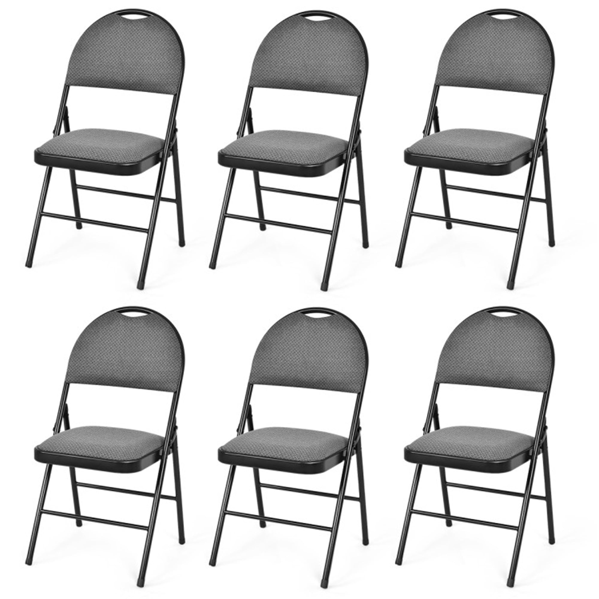 Demi Bonn 6 Pack Folding Chairs Portable Padded Office Kitchen Dining Chairs, Black