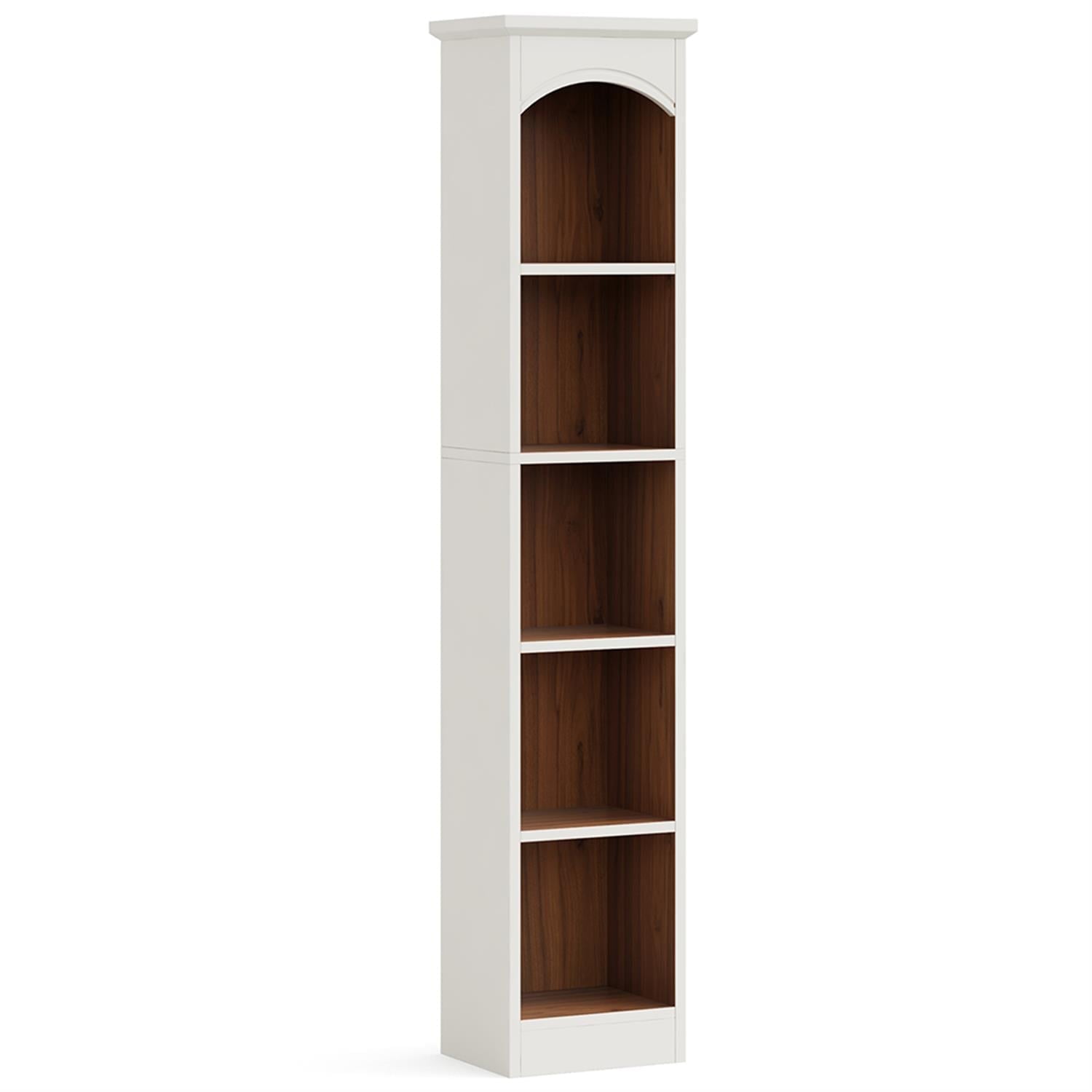 Demi Bonn 6 Tier Narrow Bookcase, Wood Bookshelf Storage Organizer, 71" Tall Display Standing Shelf Unit for Bedroom, Living Room, White