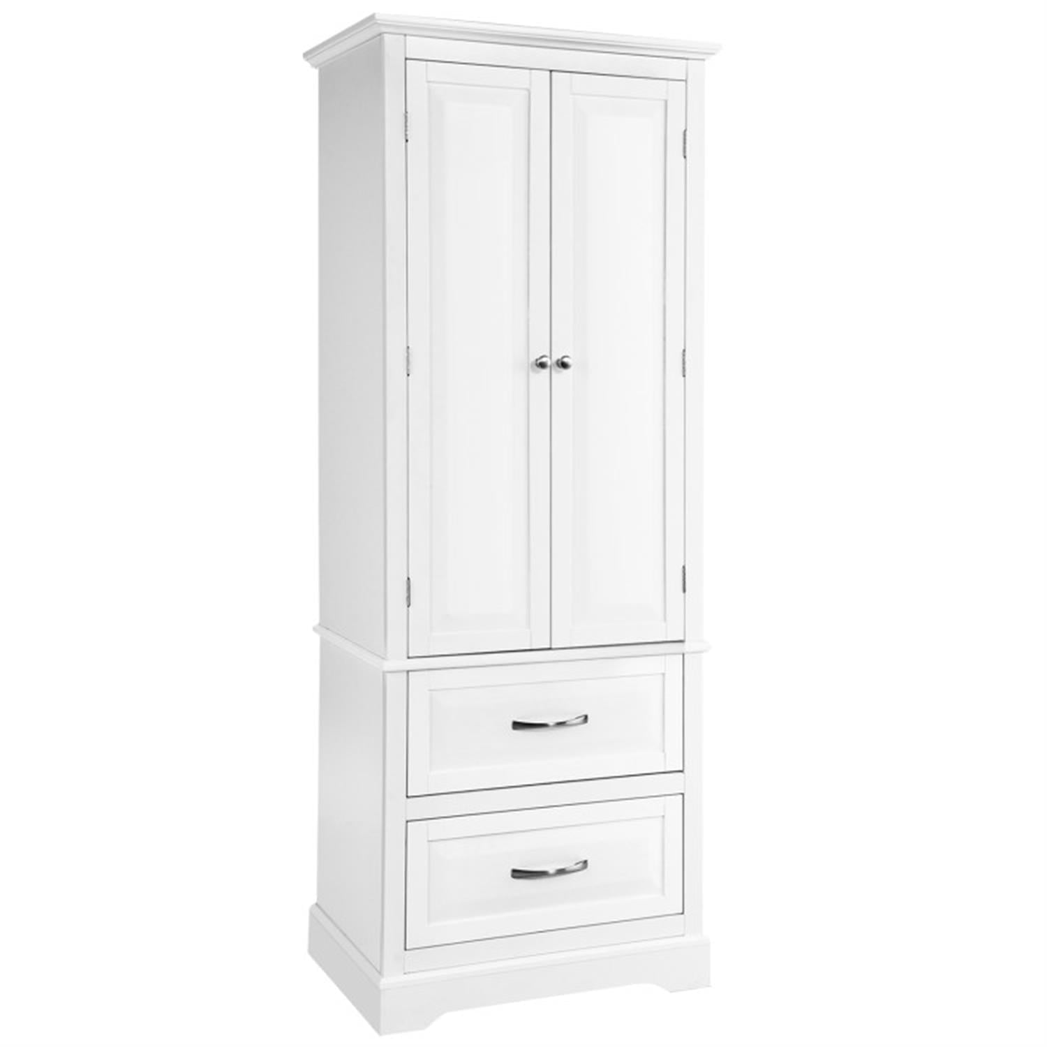 Demi Bonn 62" Tall Corner Cabinet Freestanding Bathroom Cabinet with Adjustable Shelves and 2 Drawers, Corner Cabinet for Bathroom, Kitchen, Living Room, White