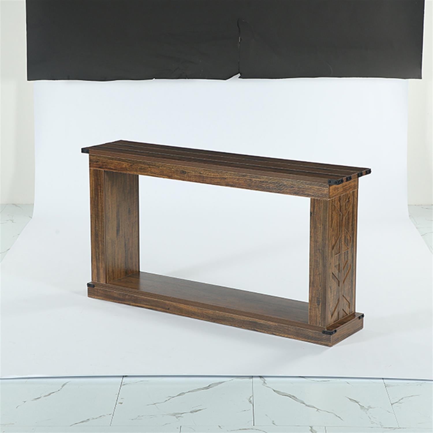 Demi Bonn 63" Console Table, Farmhouse Wood Sofa Table 2-Tier Entryway Table, Foyer Display Table, Brown